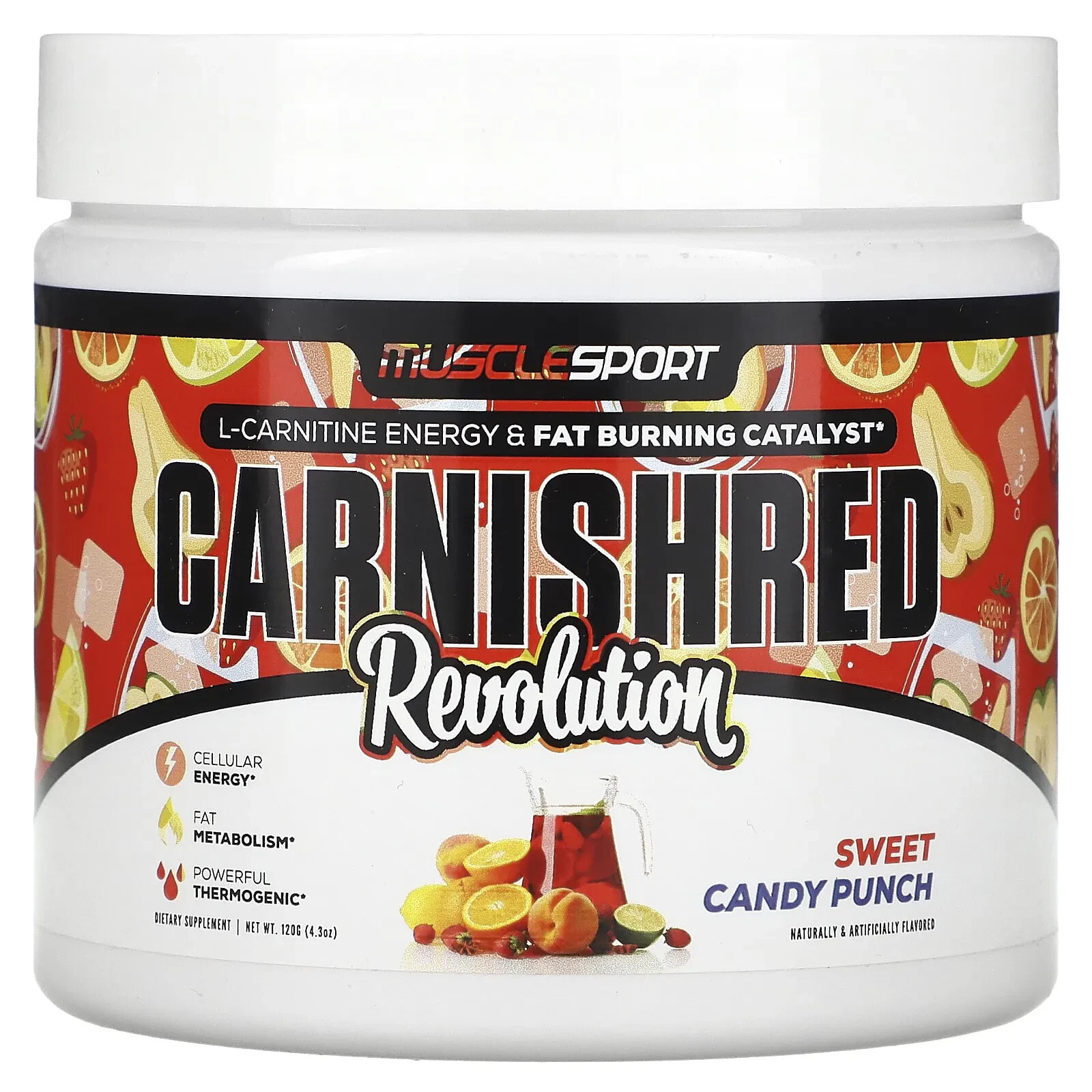 MuscleSport, Carnishred Revolution, Sweet Candy Punch, 4.3 oz (120 g)