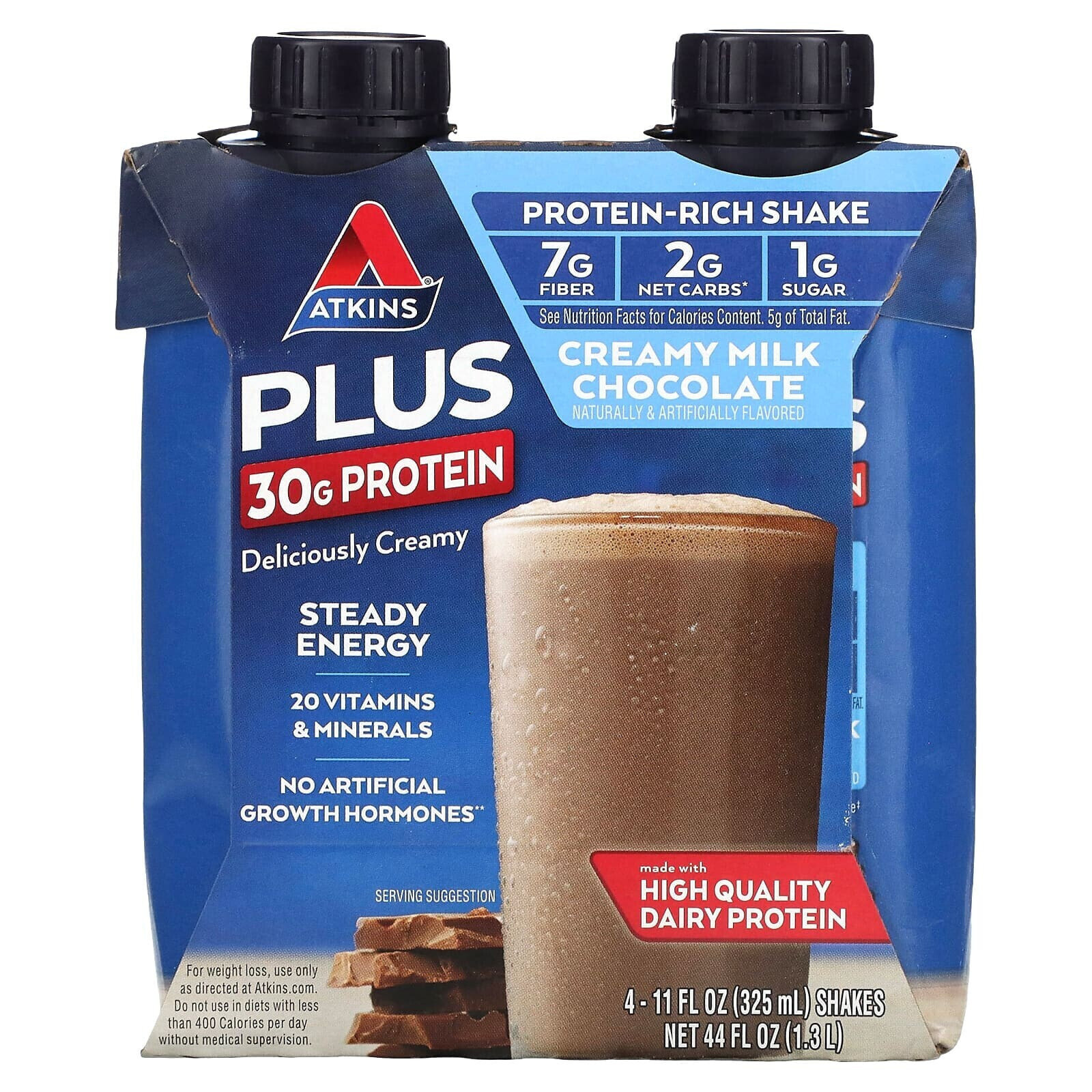Plus Protein-Rich Shake, Creamy Milk Chocolate, 4 Shakes, 11 fl oz (325 ml) Each