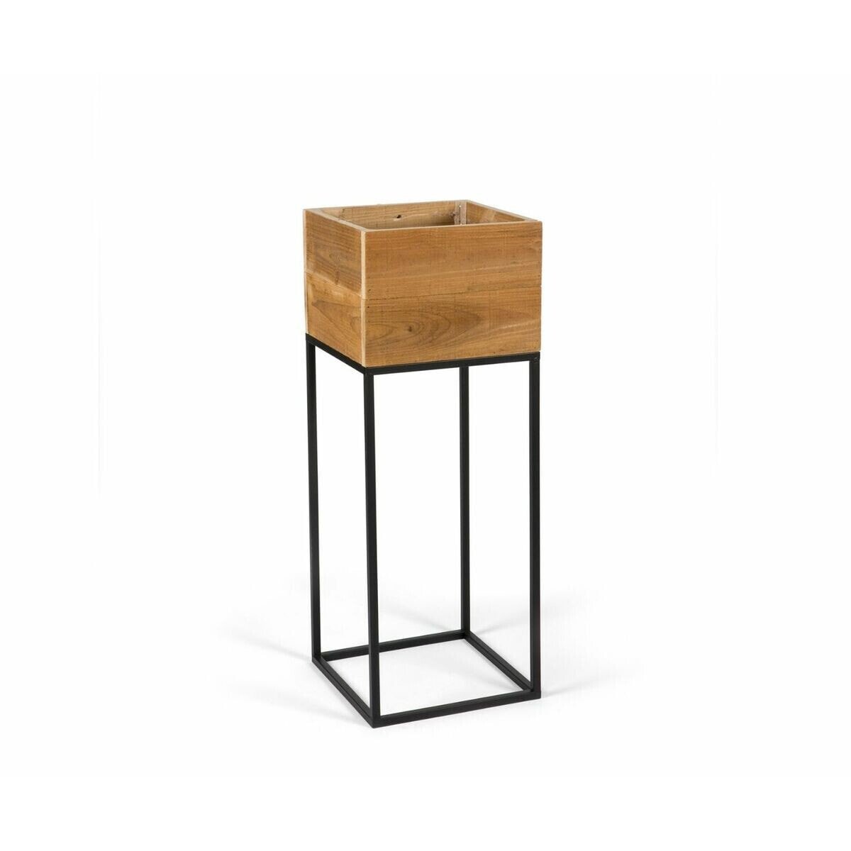 Planter with stand Alexandra House Living Brown Black Metal Recycled Wood 28 x 28 x 75 cm