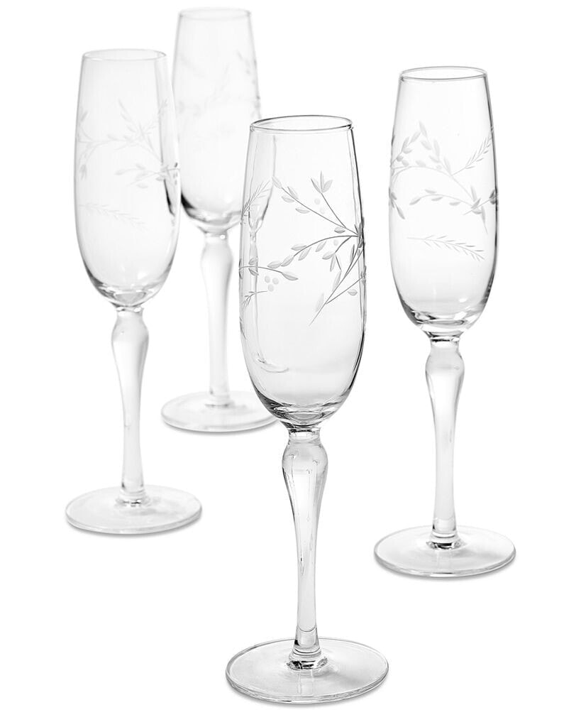 Hotel Collection etched Floral Champagne Flutes, Set of 4, Created for Macy's