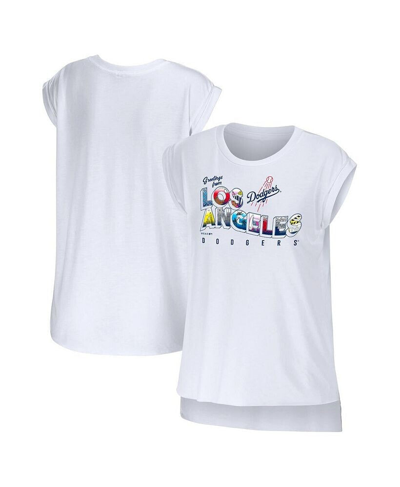 WEAR by Erin Andrews women's White Los Angeles Dodgers Greetings From T-shirt