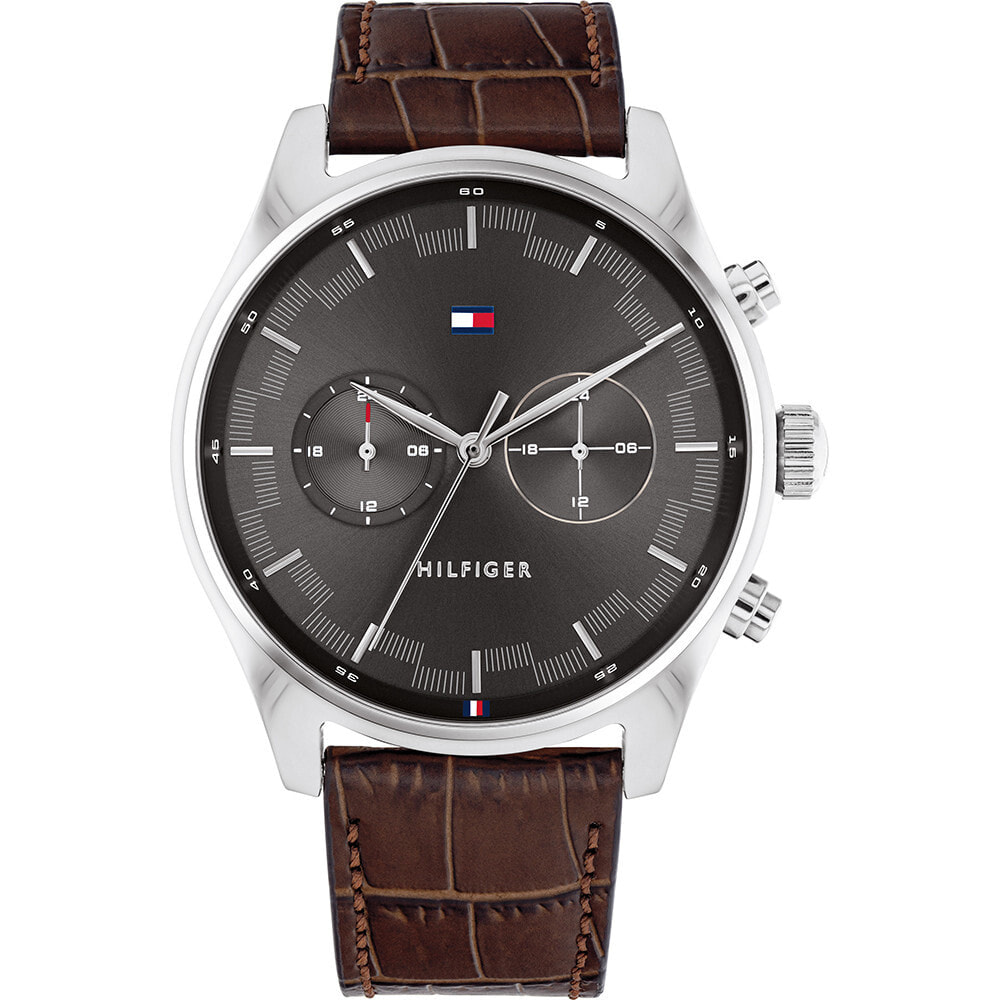 Мужские наручные часы с коричневым кожаным ремешком Tommy Hilfiger 1740422 Dressed Up Herren 44mm 5ATM