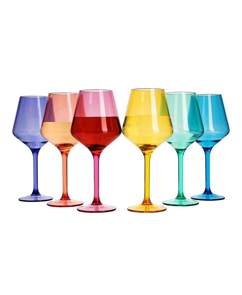 The Wine Savant glass Colored European Style Crystal, Stemmed Wine Glasses, Acrylic Glasses, Set of 6