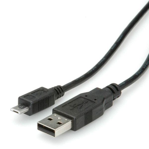 ROLINE 11.02.8754 USB кабель 0,8 m 2.0 USB A Micro-USB B Черный