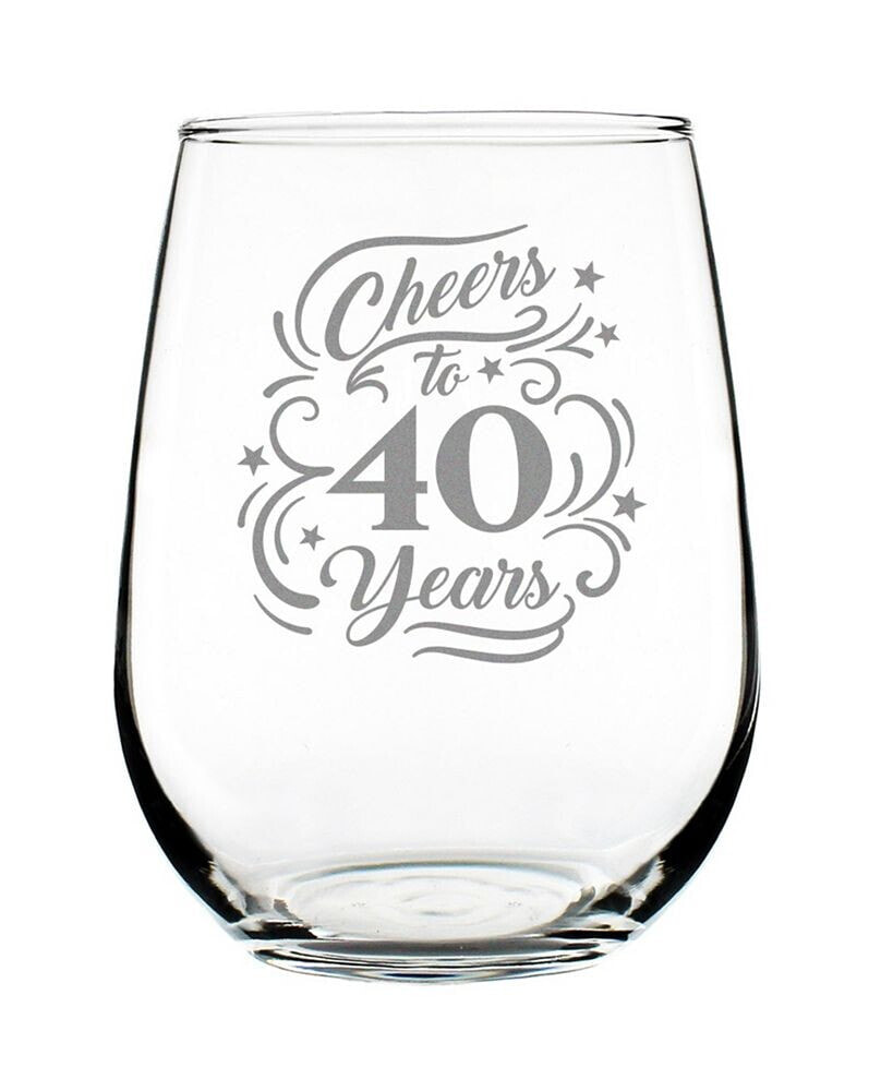 Bevvee cheers to 40 Years 40th Anniversary Gifts Stem Less Wine Glass, 17 oz