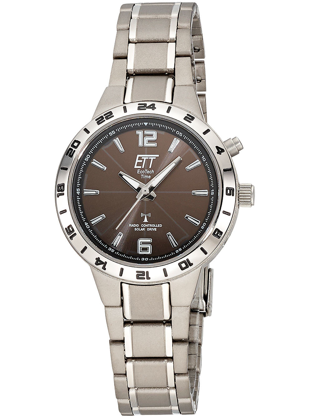 Женские наручные часы с серебряным браслетом ETT ELT-11446-21M Funk Solar Drive Basic Titan ladies 32mm 5ATM