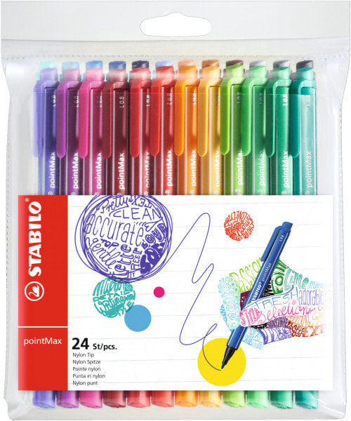 STABILO pointMax капиллярная ручка Зеленый, Светло-зеленый, Оранжевый, Розовый, Пурпурный, Красный, Желтый 24 шт 488/24-01