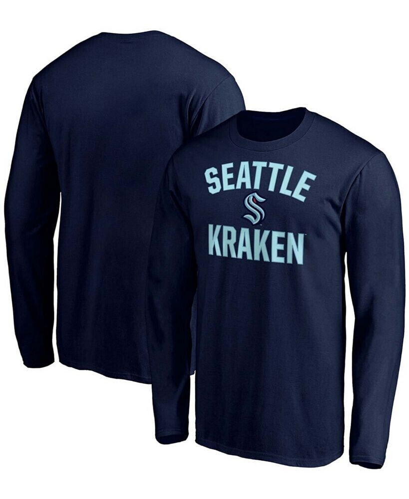 Fanatics men's Deep Sea Blue Seattle Kraken Big and Tall Victory Arch Long Sleeve T-shirt