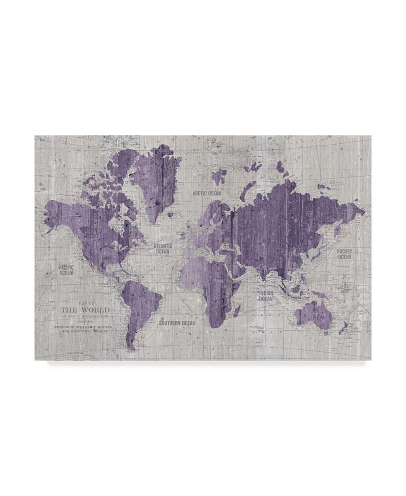 Trademark Global wild Apple Portfolio Old World Map Purple Gray Canvas Art - 20