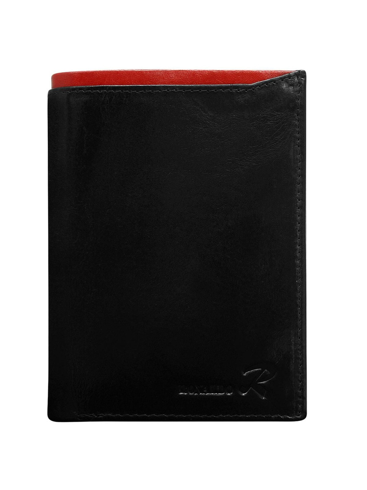 Мужское портмоне кожаное черное вертикальное без застежки Portfel-CE-PR-N104-VT.87-czarno-czerwony	Factory Price