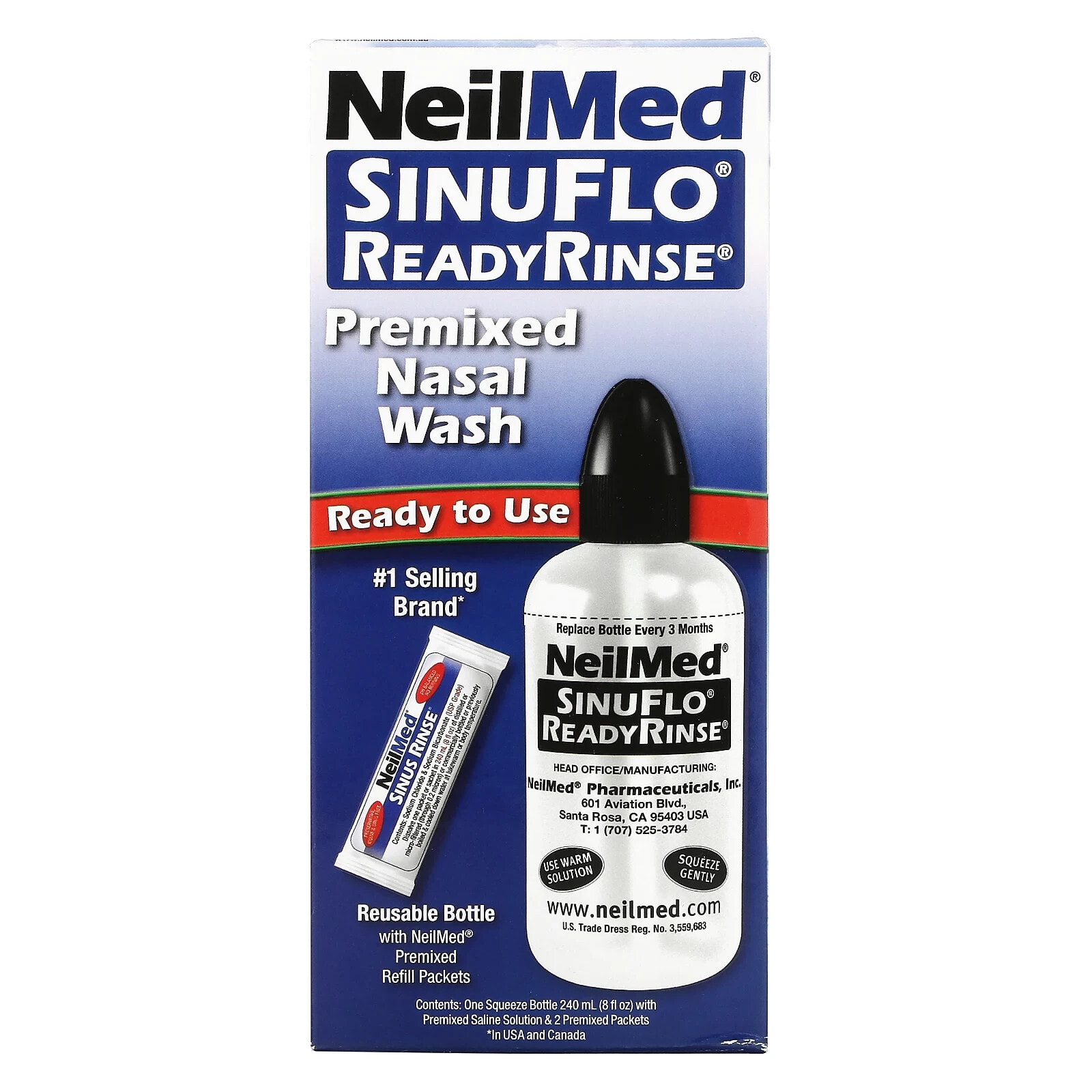 НилМед, SinuFlo ReadyRinse, смесь для промывания носа, набор из 2 предметов
