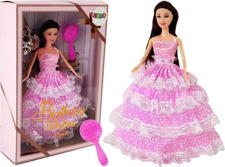 Lalka Barbie Lean Sport Lalka ciemnowłosa Księżniczka różowa suknia szczotka 28cm