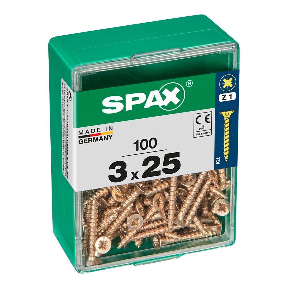 SPAX Yellox 3.0x25 mm Flat Head Wood Screw 100 Units