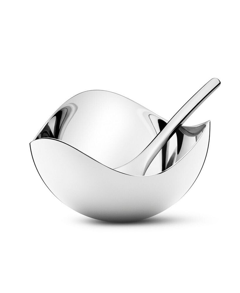 Georg Jensen bloom Salt Cellar and Spoon