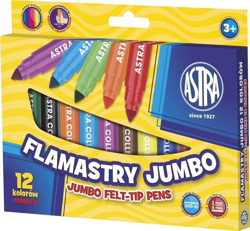 Astra felt tip pens 12 colors jumbo (202175)