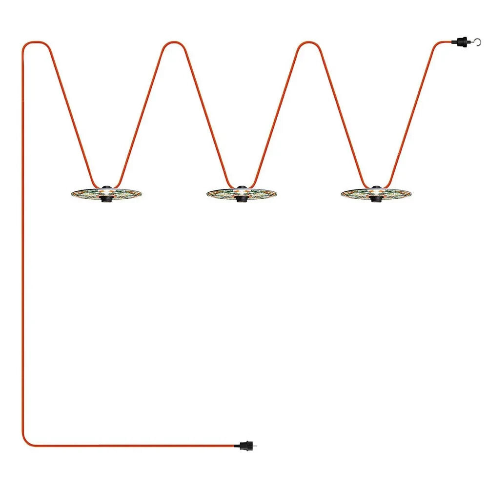 CREATIVE CABLES Lumet ´Maioliche´ 10 m system garland with textile cable. 3 lamp holders and lampshades. hook and black plug