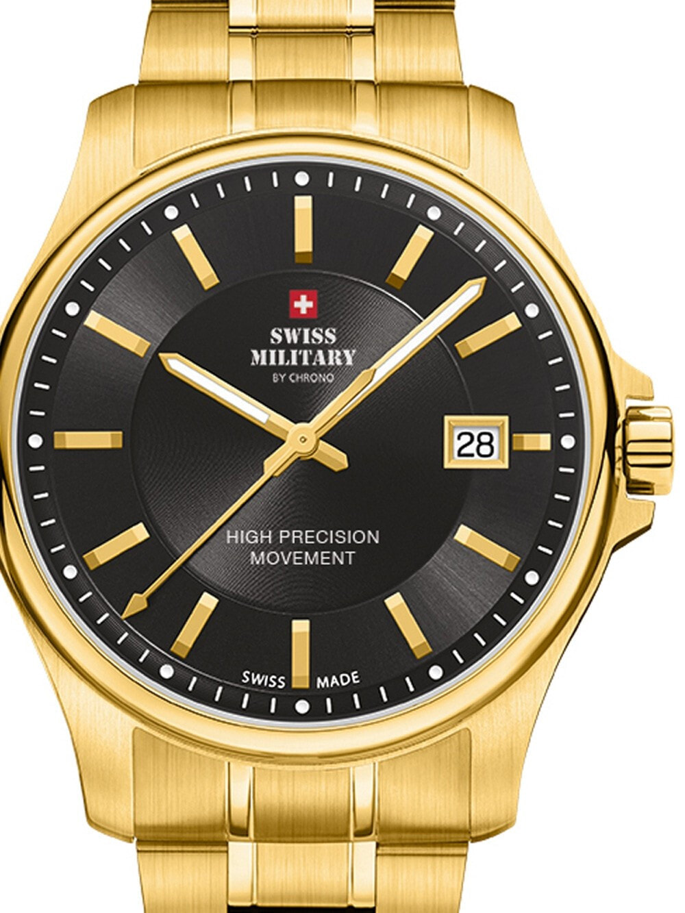 Мужские наручные часы с золотым браслетом Swiss Military SM30200.08 Mens 39mm 5ATM