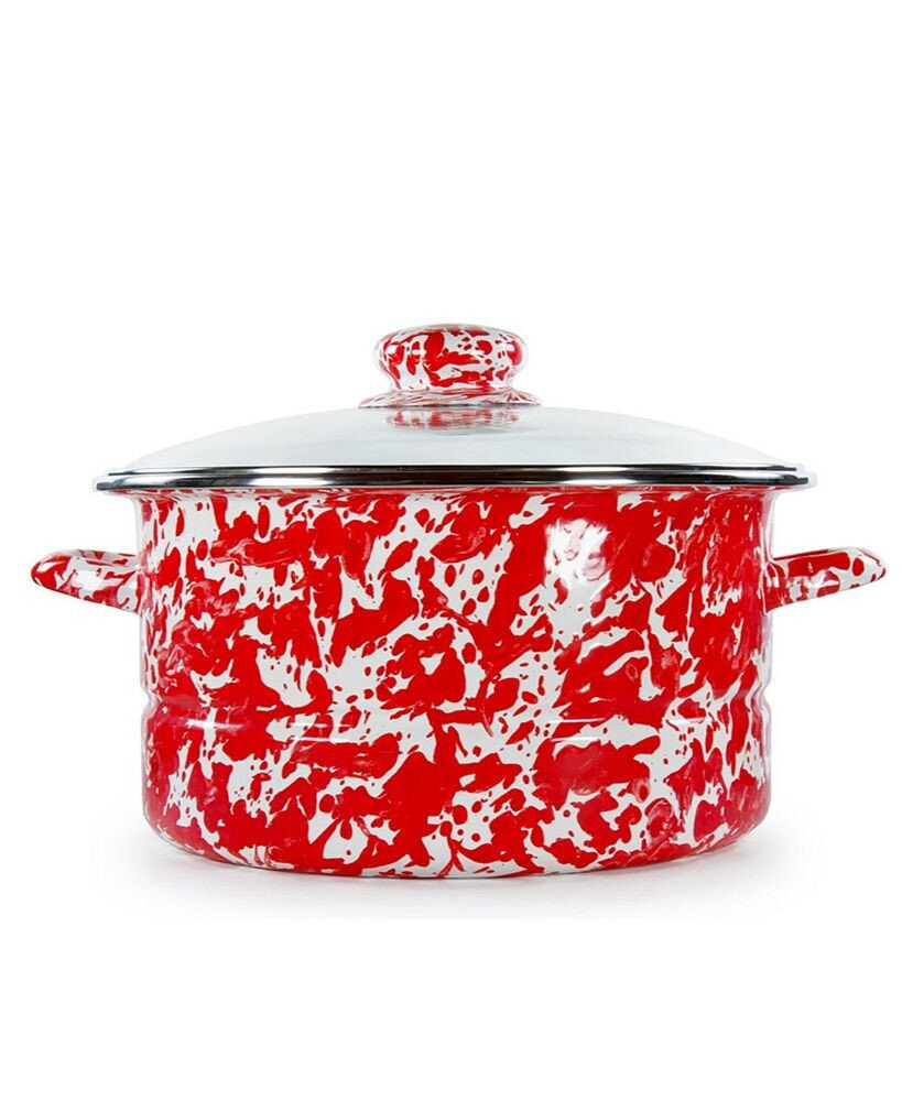 Red Swirl Enamelware Collection 6 Quart Stock Pot