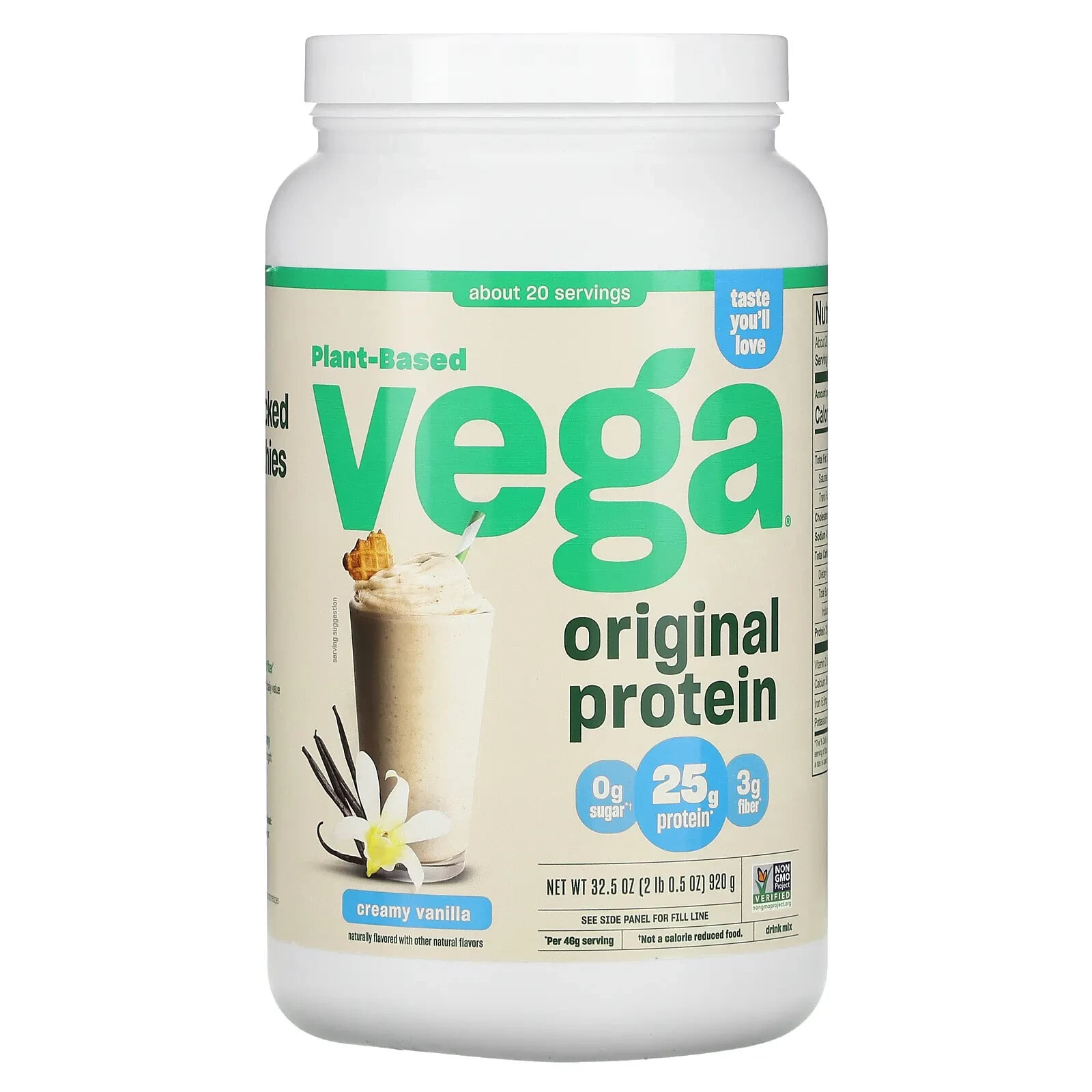 Vega, Оригинальный протеин на растительной основе, сливочный шоколад, 920 г (2 фунта 0,5 унции)