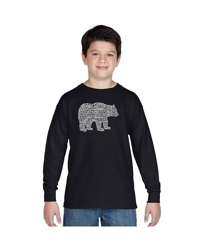 LA Pop Art boys Word Art Long Sleeve - Bear Species