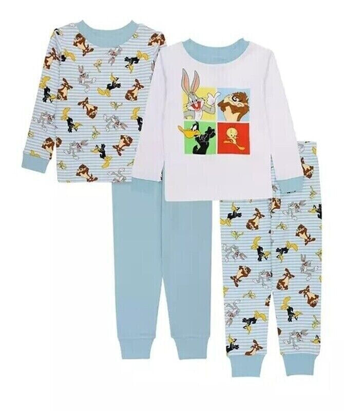 Lot of 4 Looney Tunes Pajama Set Toddler Boy's Sz 3T Multicolor Sleepwear Cotton