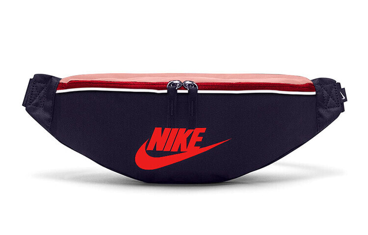 Nike 耐克 Sportswear Heritage 拉链开合 聚酯纤维 腰包 男女同款情侣款 蓝黑色 / Сумка Nike Sportswear Heritage BA5750-498