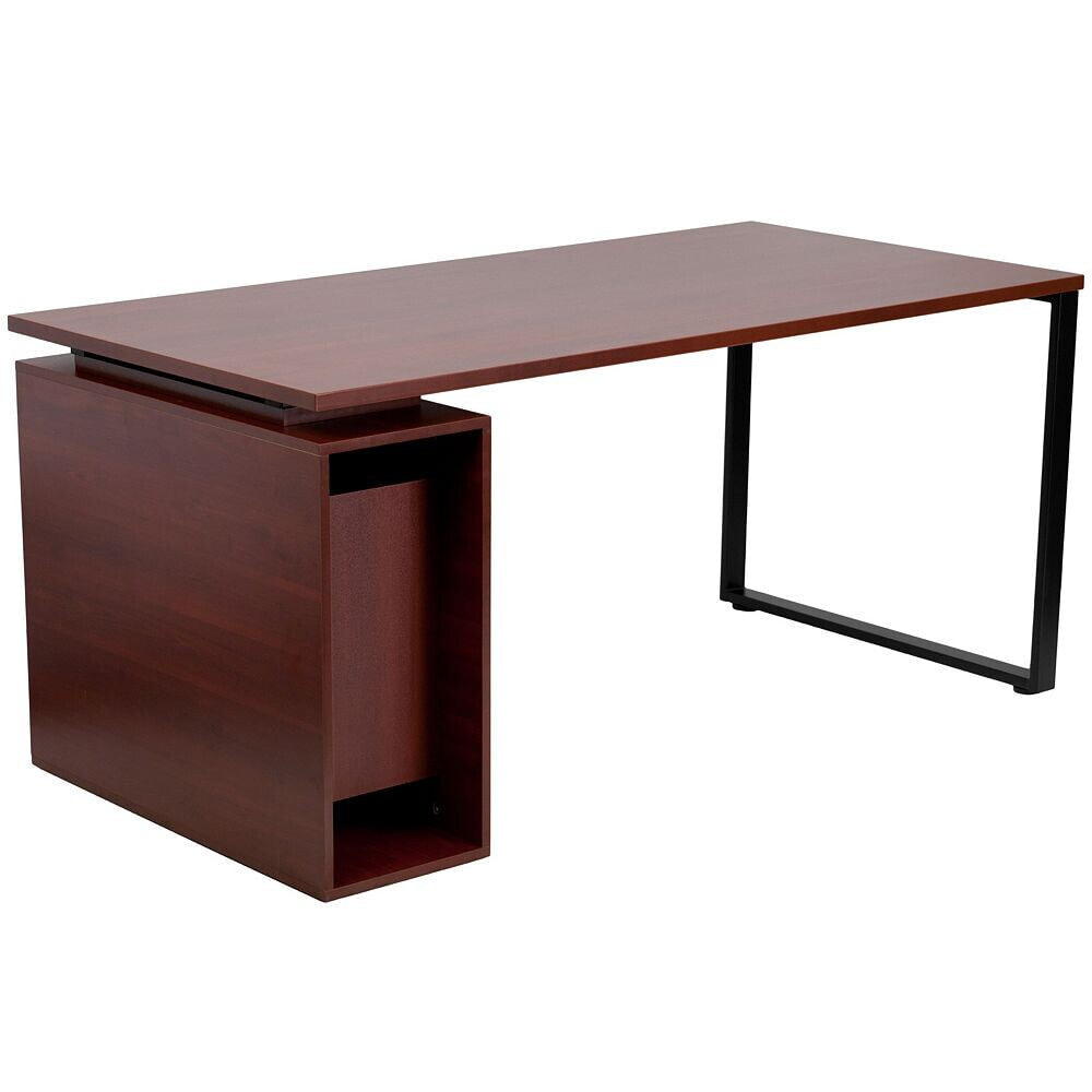 Flash Furniture mahogany Computer Desk With Open Storage Pedestal