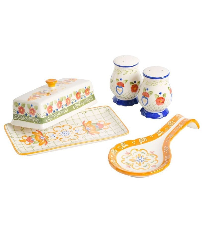 Tierra Hand Painted Accessory Set, 4 Piece