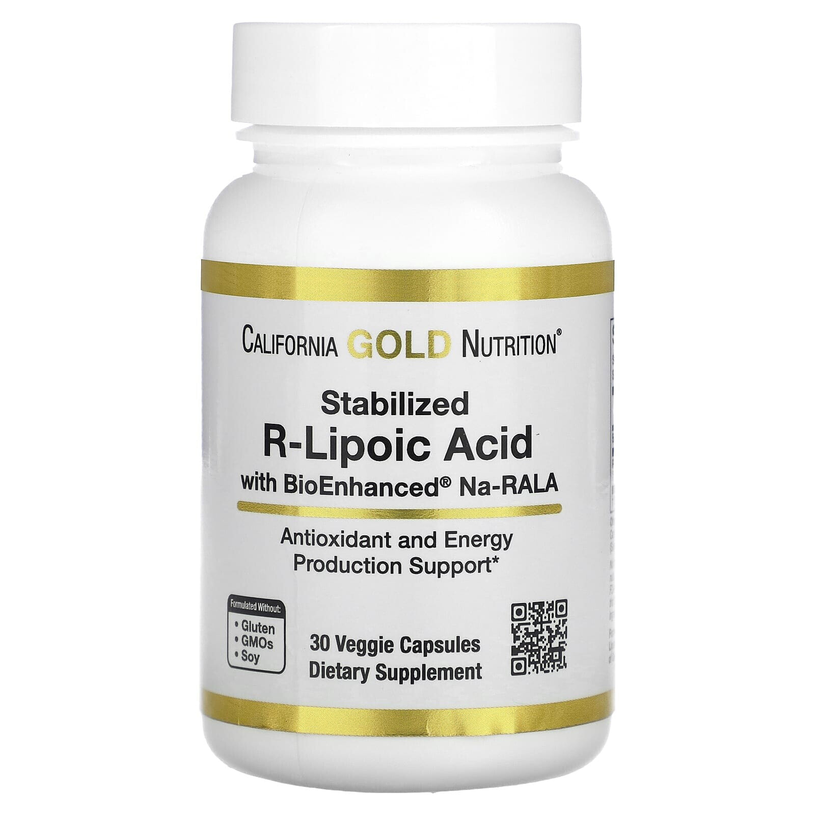 California Gold Nutrition, стабилизированная R-липоевая кислота, 120 растительных капсул