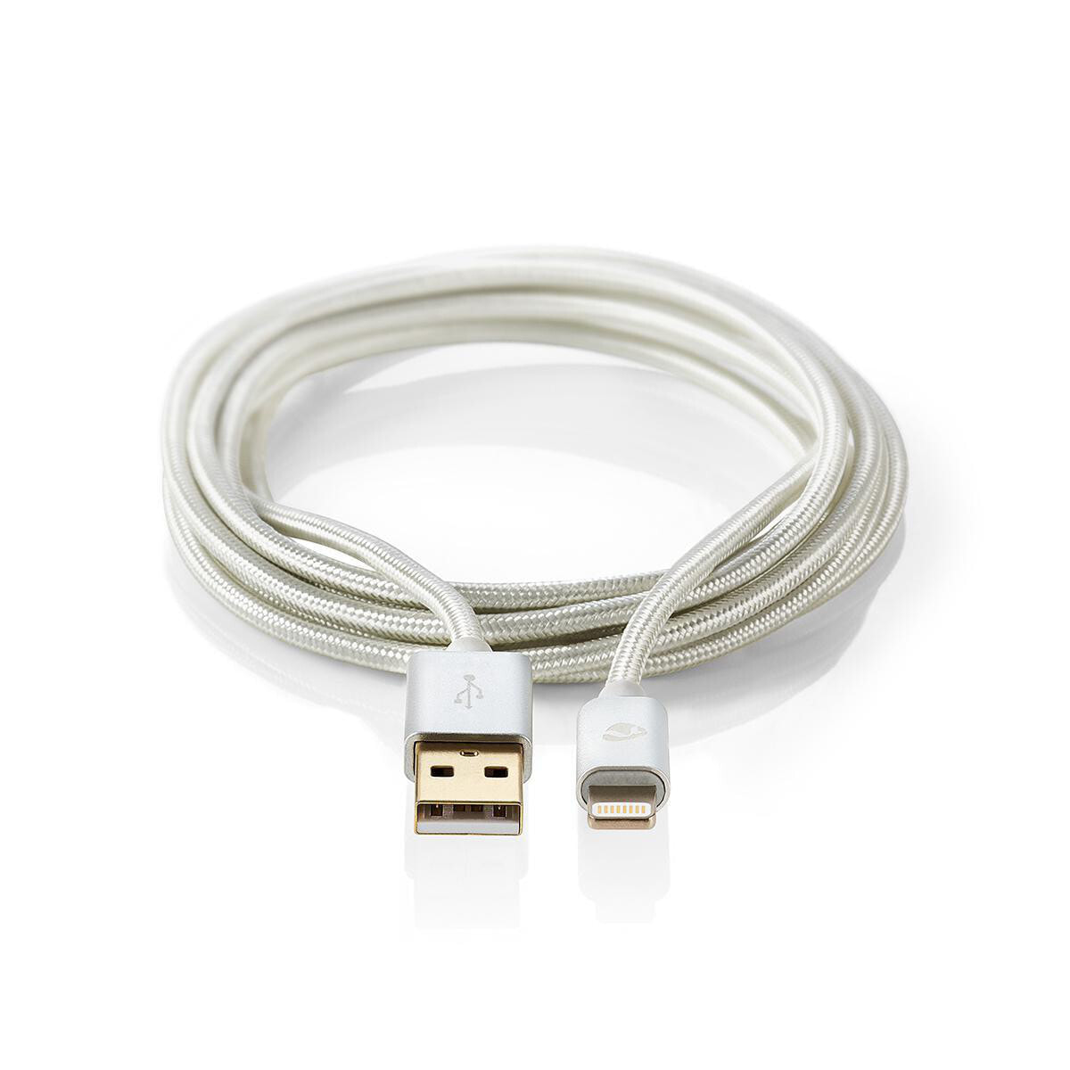 Nedis CCTB39300AL30 - Aluminium - USB A - Lightning - 3 m - Male - Male