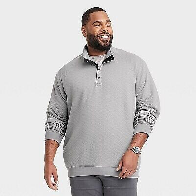 Men's Big & Tall Quilted Snap Pullover Sweatshirt - Goodfellow & Co Charcoal