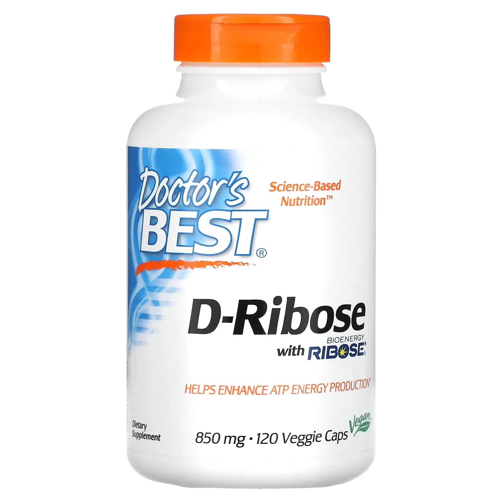 Докторс Бэст, D-рибоза с биоэнергетической рибозой, 850 мг, 120 вегетарианских капсул