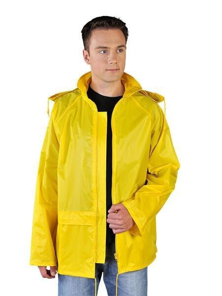 Reis M, yellow, hooded rain jacket