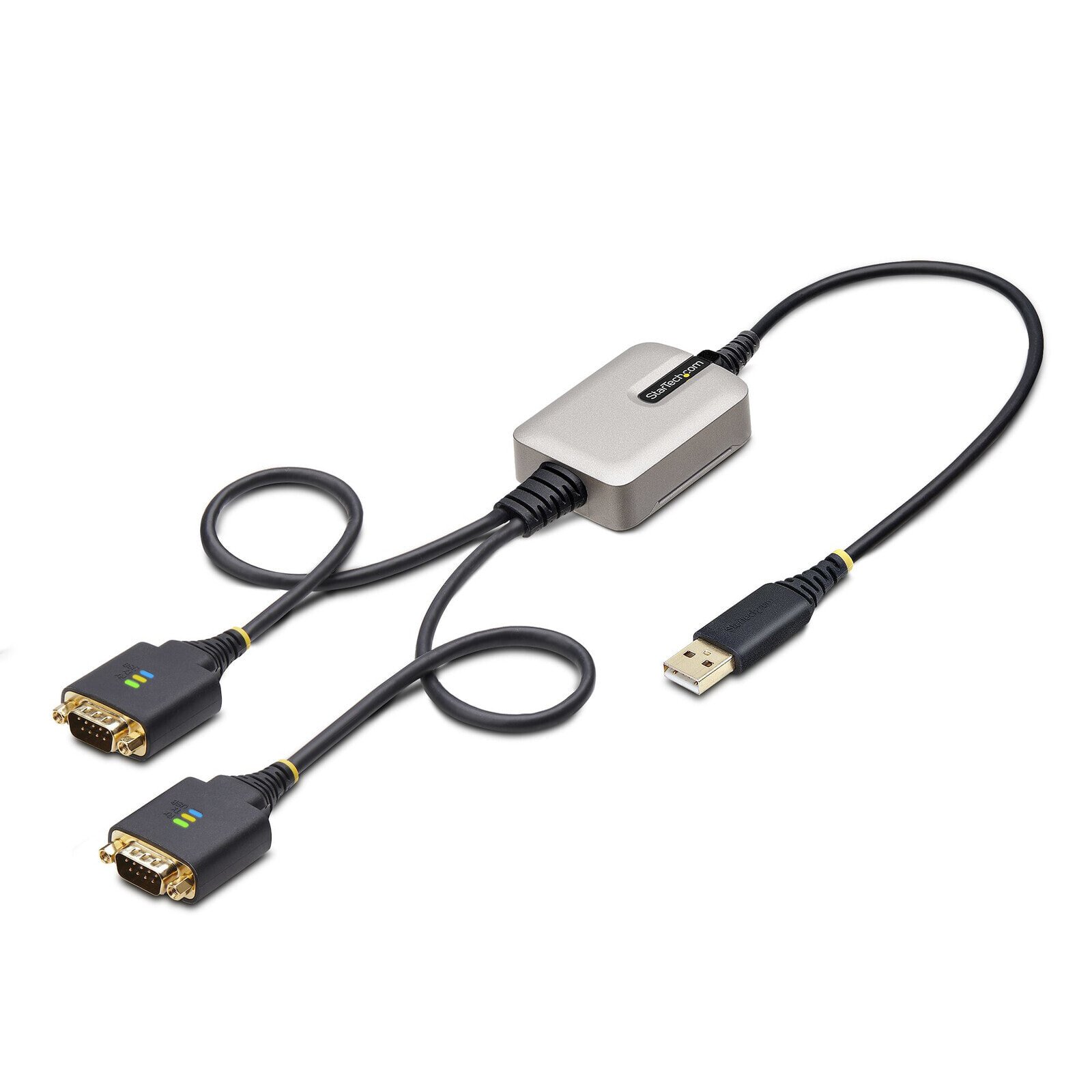 StarTech.com 2P1FFC-USB-SERIAL гендерный адаптер USB-A 2 x DB-9 RS-232 Черный, Серый