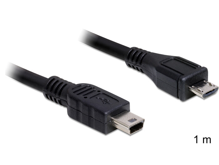 DeLOCK 1m USB2.0 microB/miniB USB кабель 2.0 Micro-USB B Mini-USB B Черный 83177