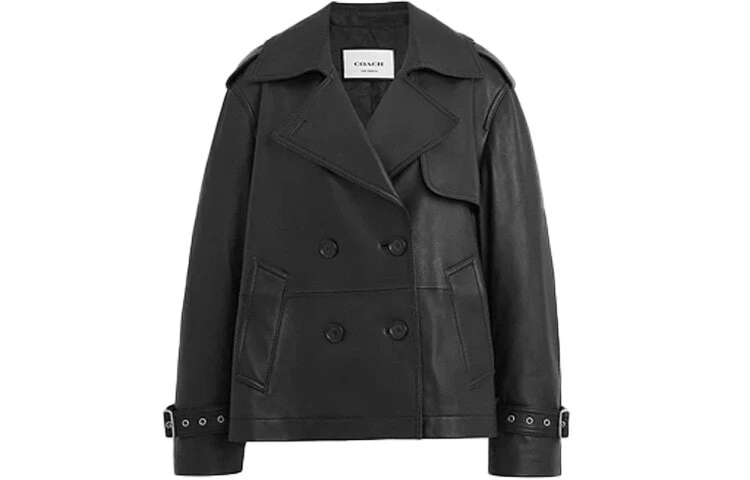 COACH Leather Jackets Women's Black