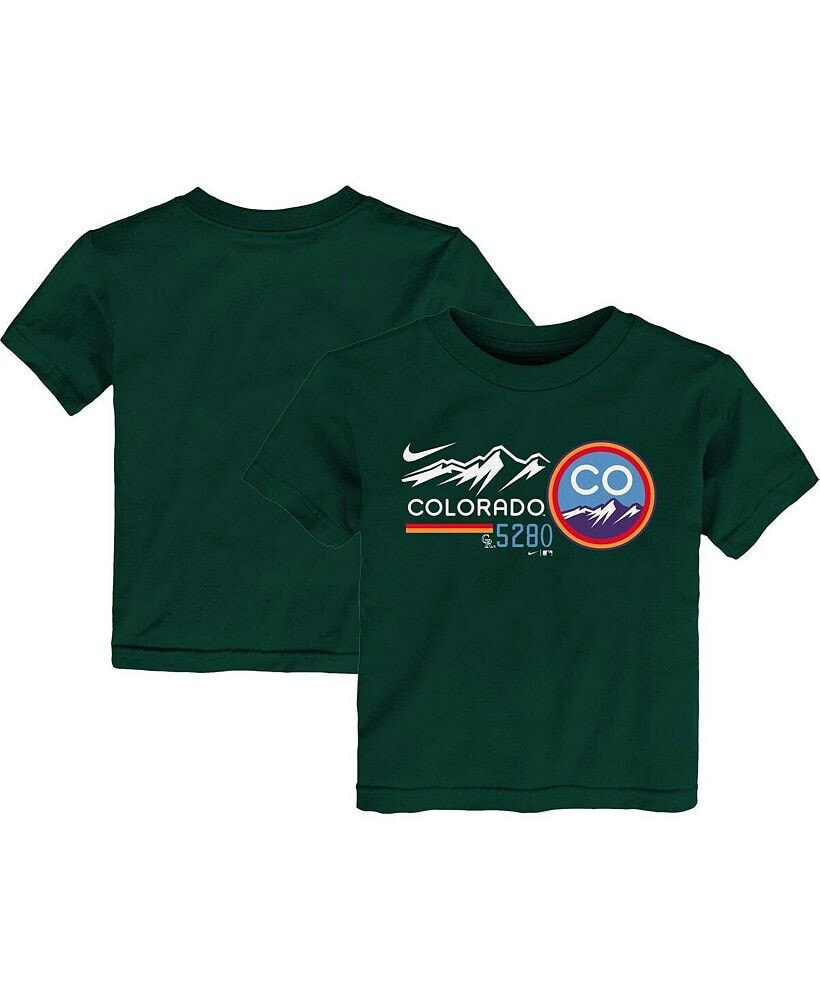 Nike toddler Boys and Girls Hunter Green Colorado Rockies City Connect Graphic T-shirt