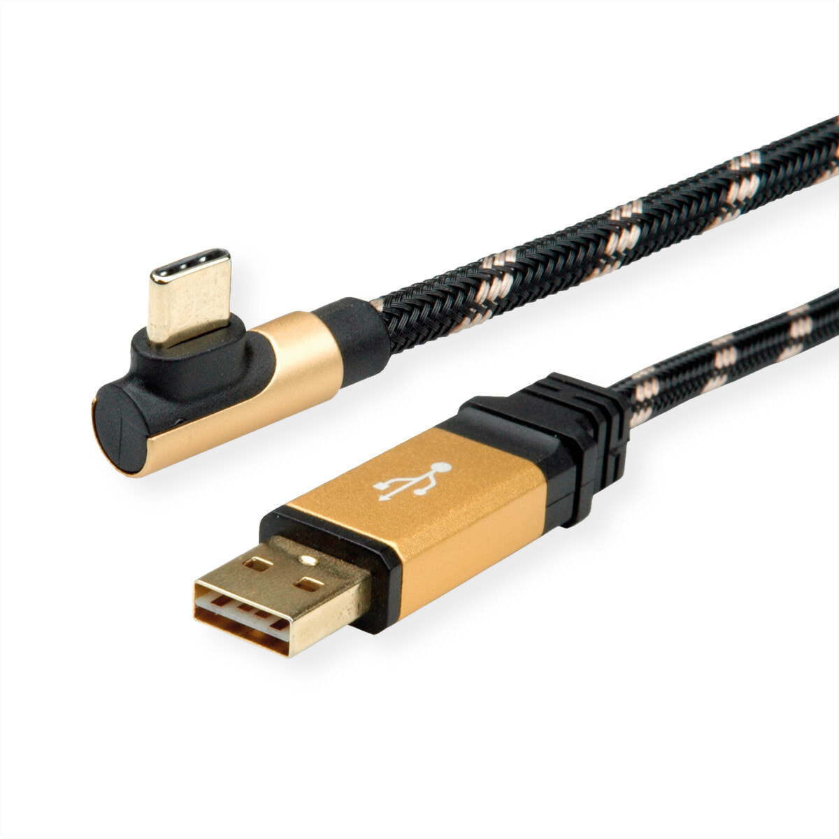 ROLINE 11.02.9060 USB кабель 0,8 m 2.0 USB A USB C Черный, Золото