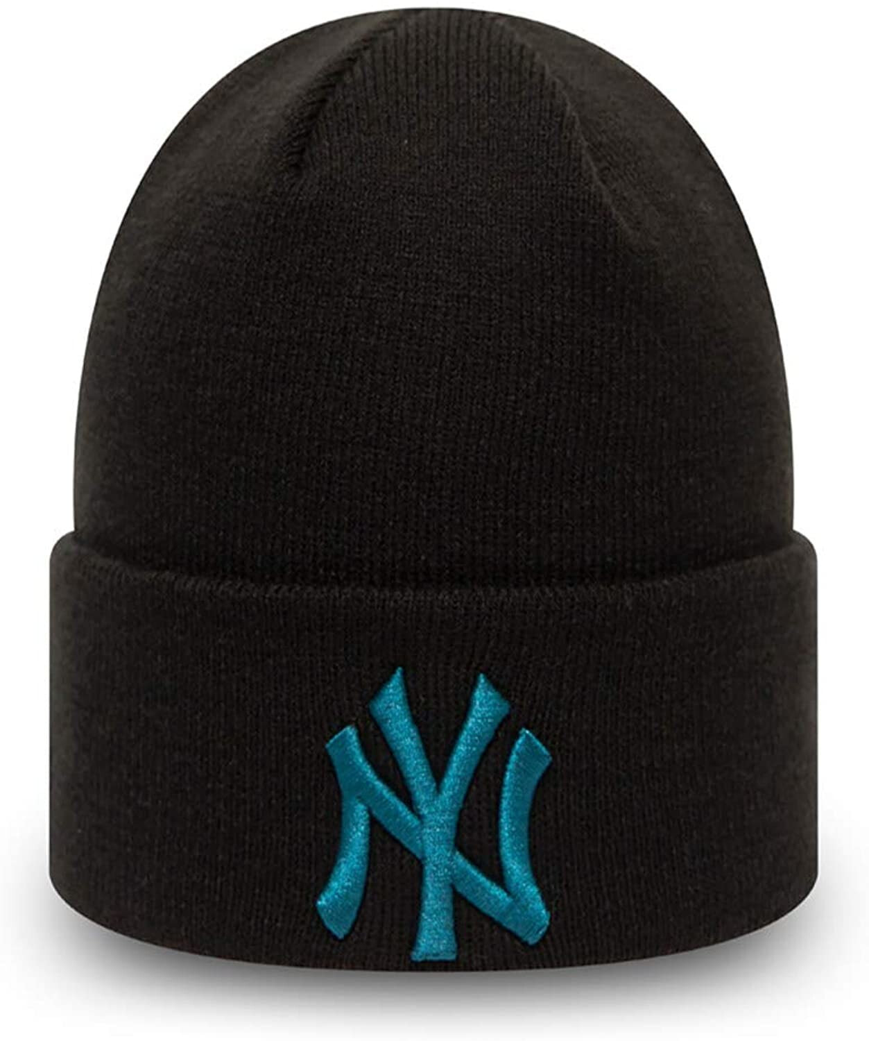 Мужская шапка черная трикотажная New Era League Essential Cuff NY Yankees Black Turquoise