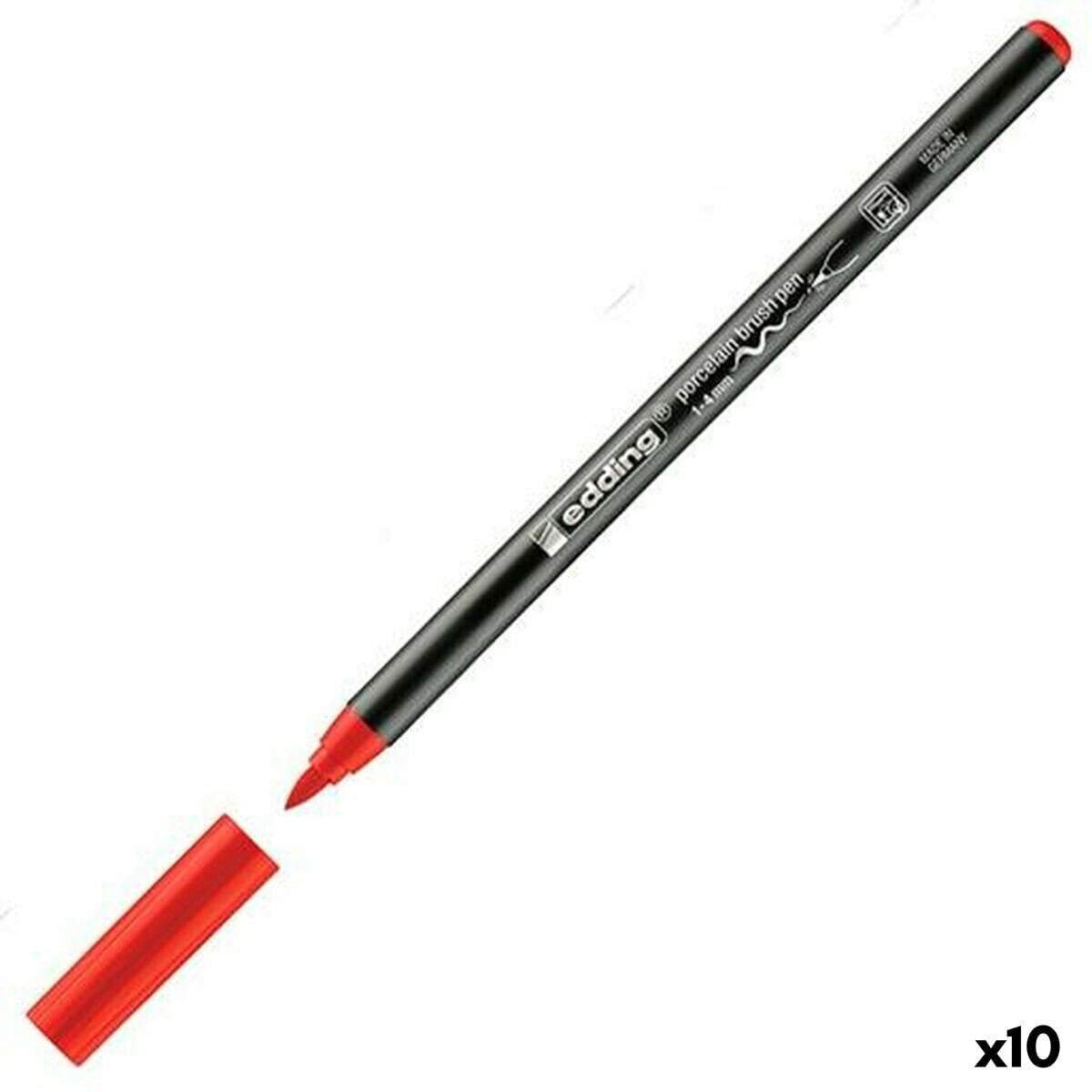 Felt-tip pens Edding 4200 Paintbrush Red (10 Units)