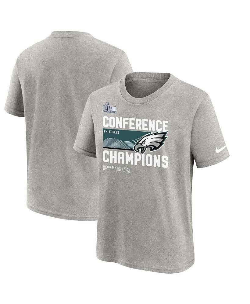 Nike big Boys Gray Philadelphia Eagles 2022 NFC Champions Locker Room Trophy Collection T-shirt