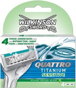 Wilkinson Quattro Titanium Sensitive Razor Cartridge Сменные картриджи для мужской бритвы 4 шт