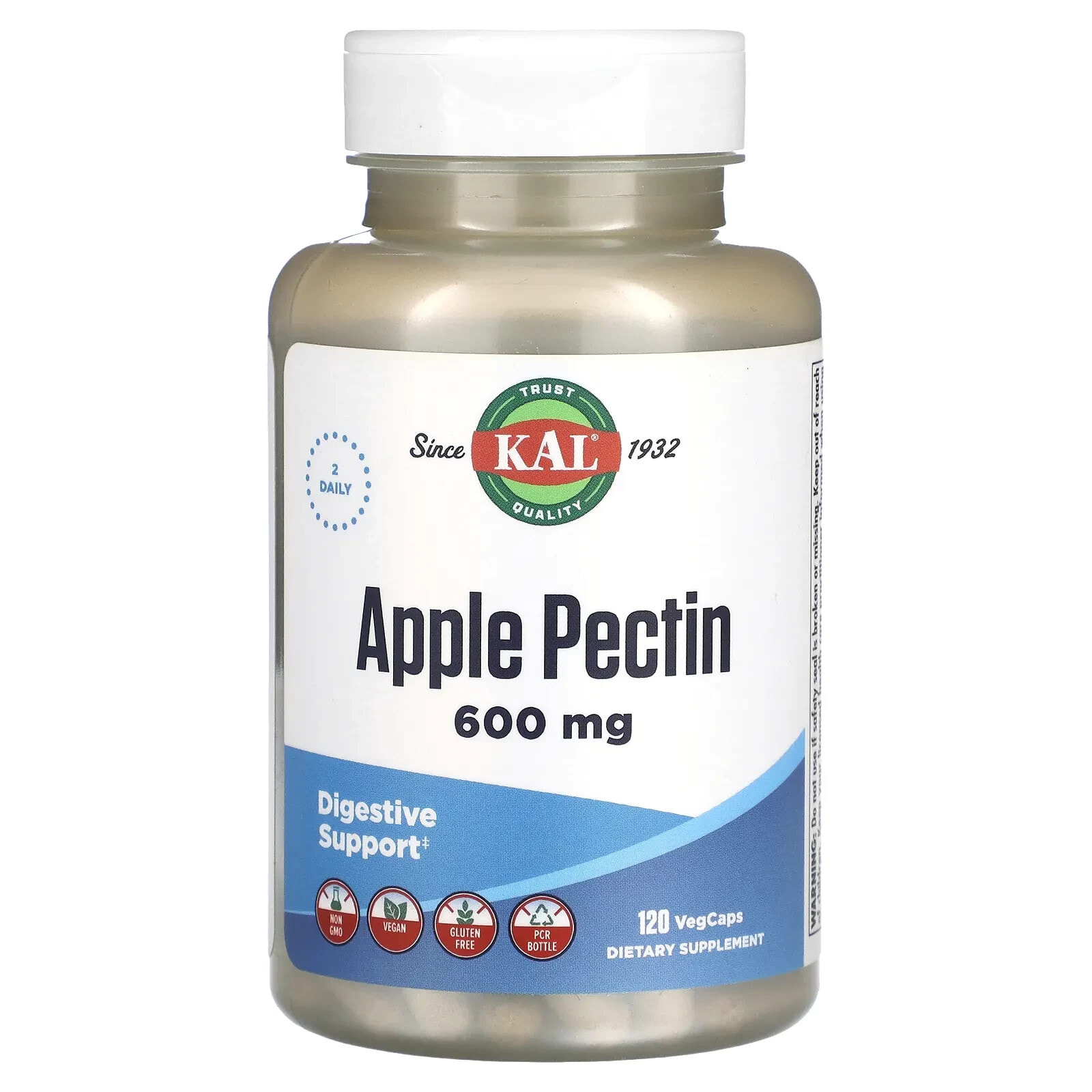 KAL, Яблочный пектин, 600 мг, 120 вегетарианских капсул
