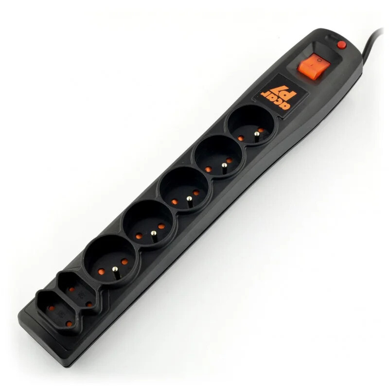Power strip with protection Acar P7 black - 7 sockets - 1,5 m