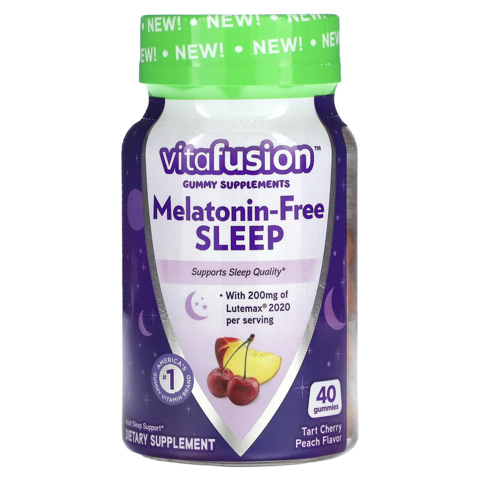 VitaFusion, Сон без мелатонина, терпкий вишневый персик, 40 жевательных таблеток