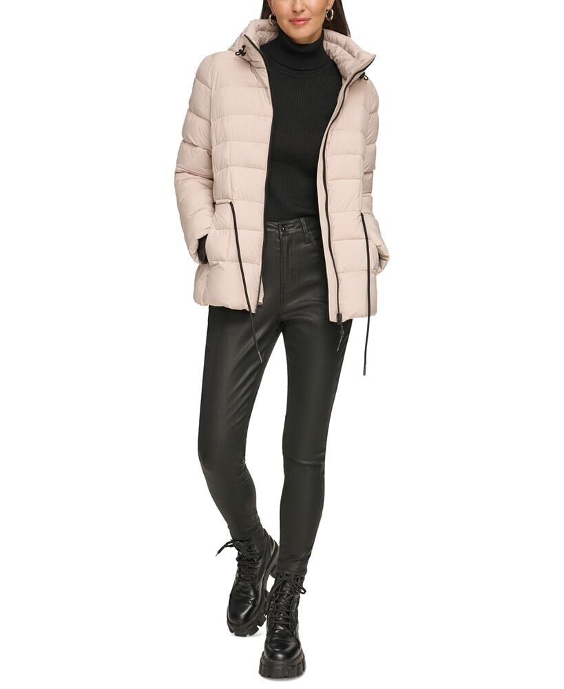 Women's Rope Belted Hooded Puffer Coat, Created for Macy's