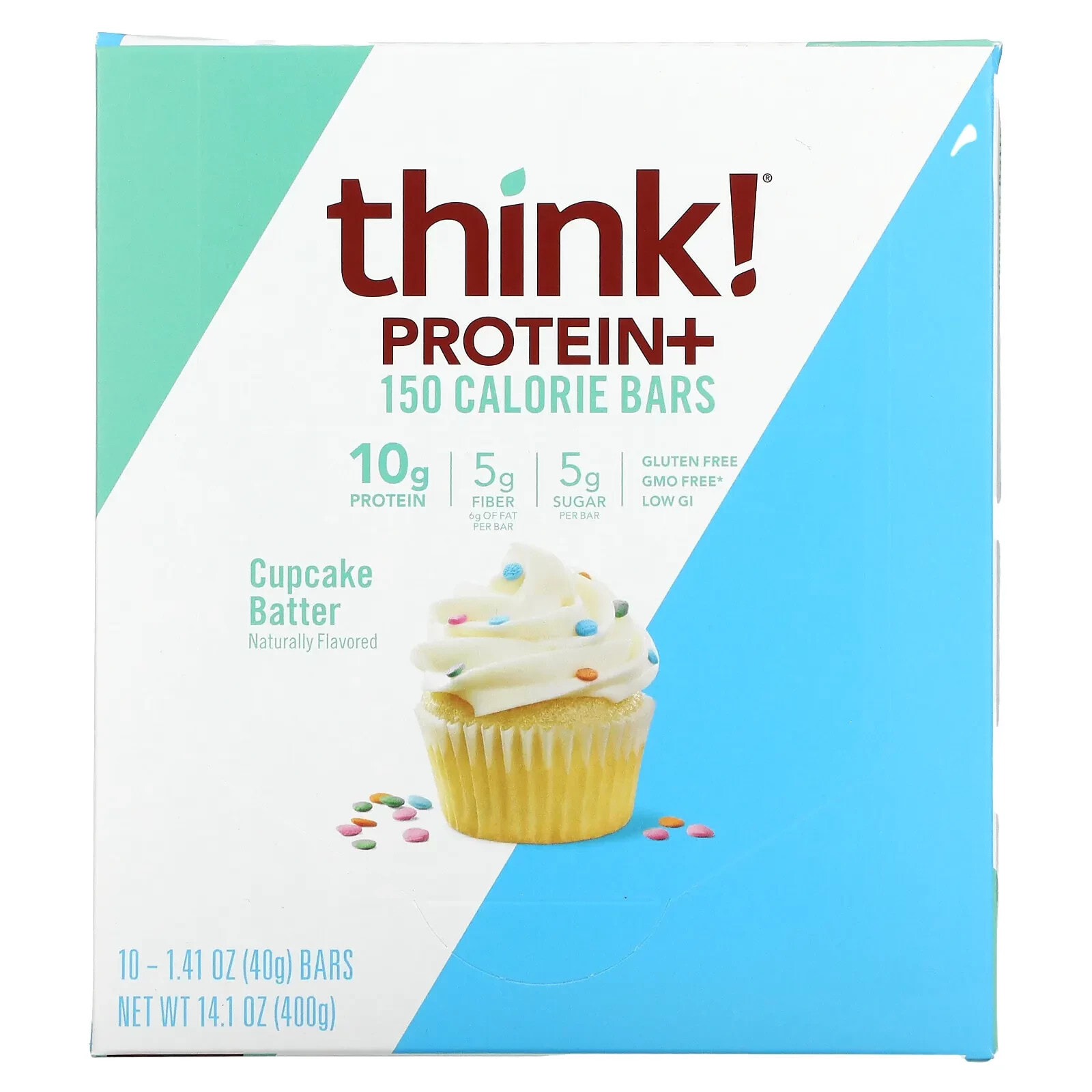 Think !, Батончики Protein + 150 Calorie, соленая карамель, 10 батончиков по 1,41 унции (40 г) каждый