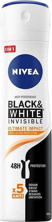 Дезодорант Nivea Nivea Dezodorant BLACK& WHITE INVISIBLE Ultimate Impact 5in1 spray 150ml