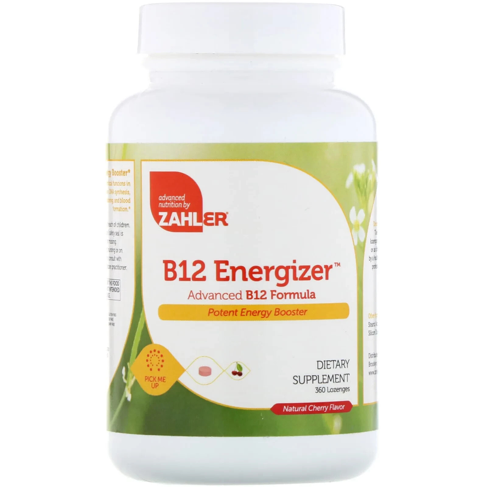 Zahler, B12 Energizer, улучшенная формула B12, натуральный вишневый вкус, 360 пастилок (Товар снят с продажи) 