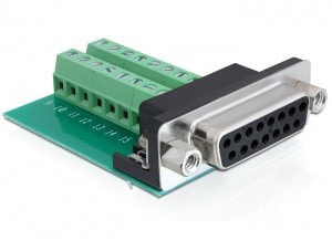 DeLOCK 65274 кабельный разъем/переходник Sub-D 15 pin Gameport 16 pin Terminal block Зеленый